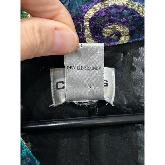 Chicos Metallic Embroidered Jacket Multicolor Spiral Design Sz Medium - Picture 9 of 10